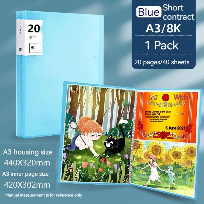 A3 Dossier Displayboek 20-80 pagina's Schilderen Kunst Collectie 8k Album Transparant Informatie Kinderbeloning Poster Opberging