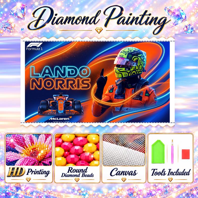 Lando Norris 5D Diamond Painting Kit DIY Full Drill Diamond Art Home Wall Decor