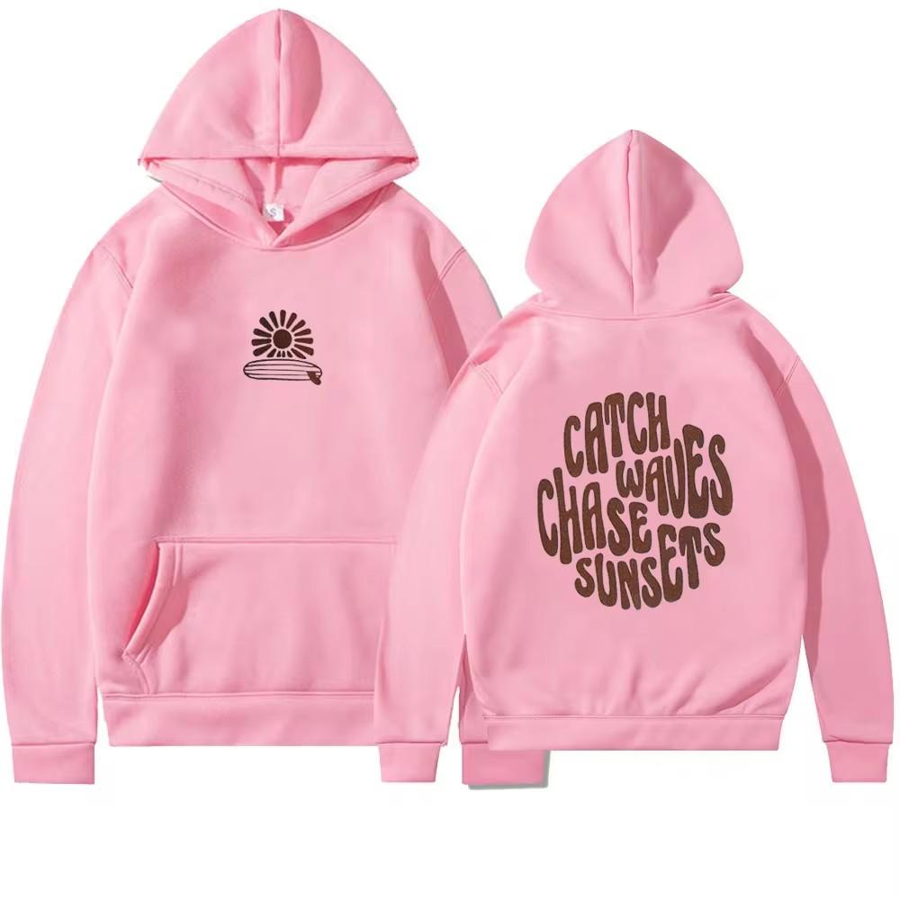 

Женская хлопковая одежда с принтами «Catch Waves Chase Sunsets», математический повседневный свитшот, индивидуальные флисовые топы, толстовки для пар с круглым вырезом XXXL розовый