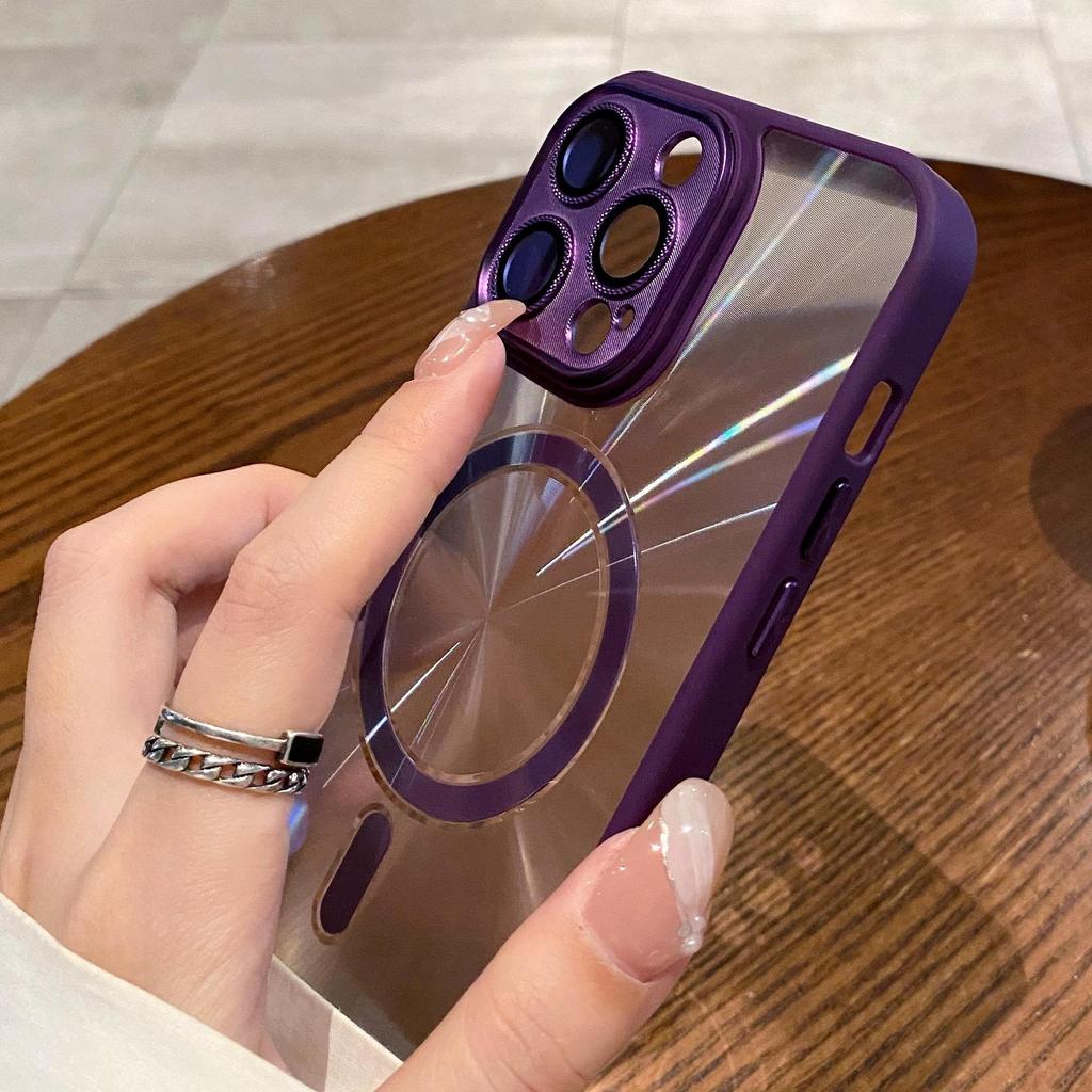 Suitable for Apple 15promax Phone Case, Transparent Aurora GD Pattern, Iphone14 Magnetic Anti-drop Case 13, Eye-protecting and Hard