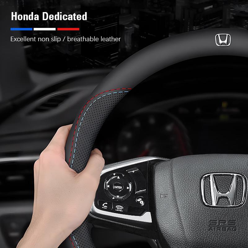 Breathable Leather Car Steering Wheel Cover Auto Accessories For Honda civic accord fit jazz pilot CRV odyssey passport city HRV