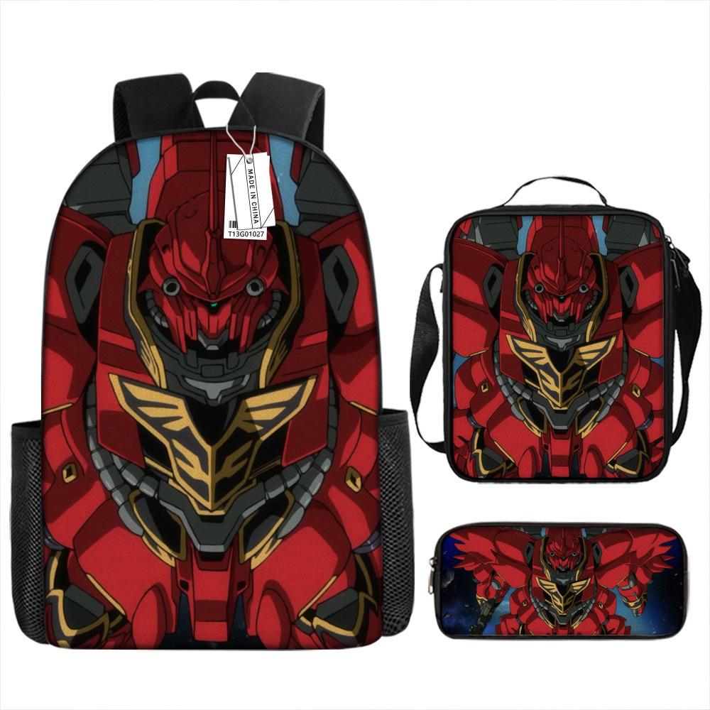 Gundam Backpack 3D Pattern Anime Backpack Student Printed School Bag Three-piece Set