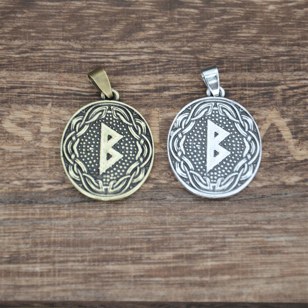 Nordic Elder Futhark Rune Berkana Pendant Viking Raven Amulet Talisman Necklace Earth Mother Birth Charm