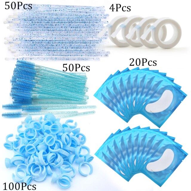 Eyelash Extension Supplies Kit Mascara Applicator Lashes Brush Crystal Cotton Swabs Glue Ring Tape Eye Pad Eyelashes Makeup Tool