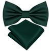 Herren BOTTLE GREEN FLIEGE + VERSTELLBARES Einstecktuch Elegantes FLIEGEN-SET