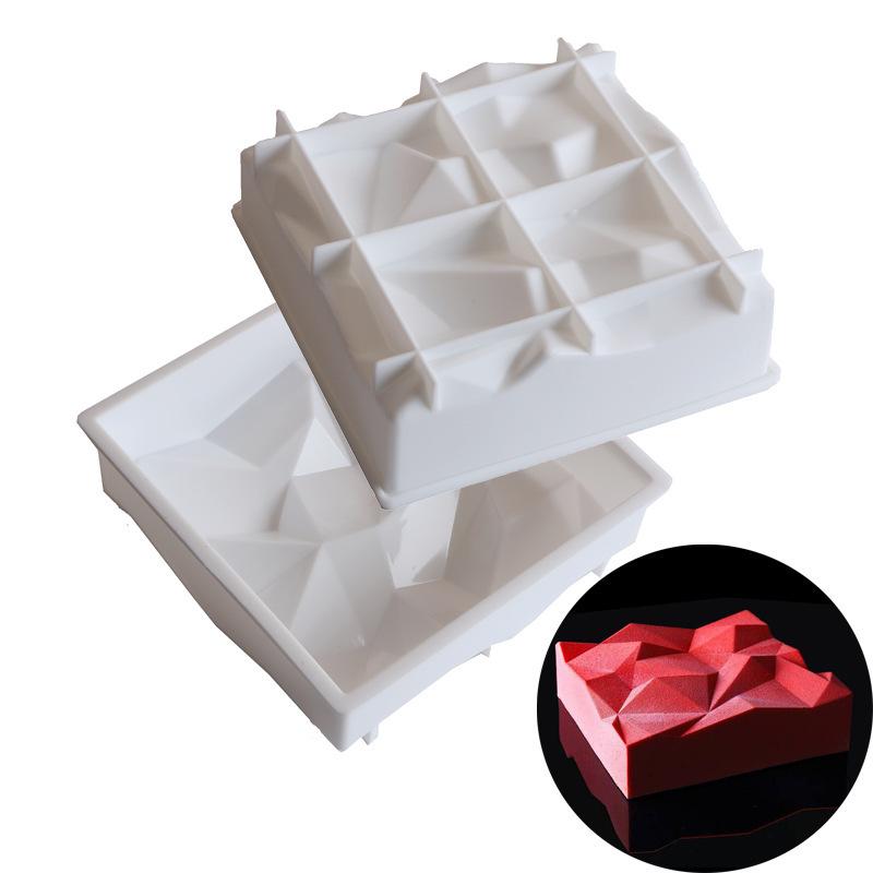 

1 Pc square volcanic rock diamond mountain white mousse silicone mold, chocolate DIY mousse cake baking tool белый