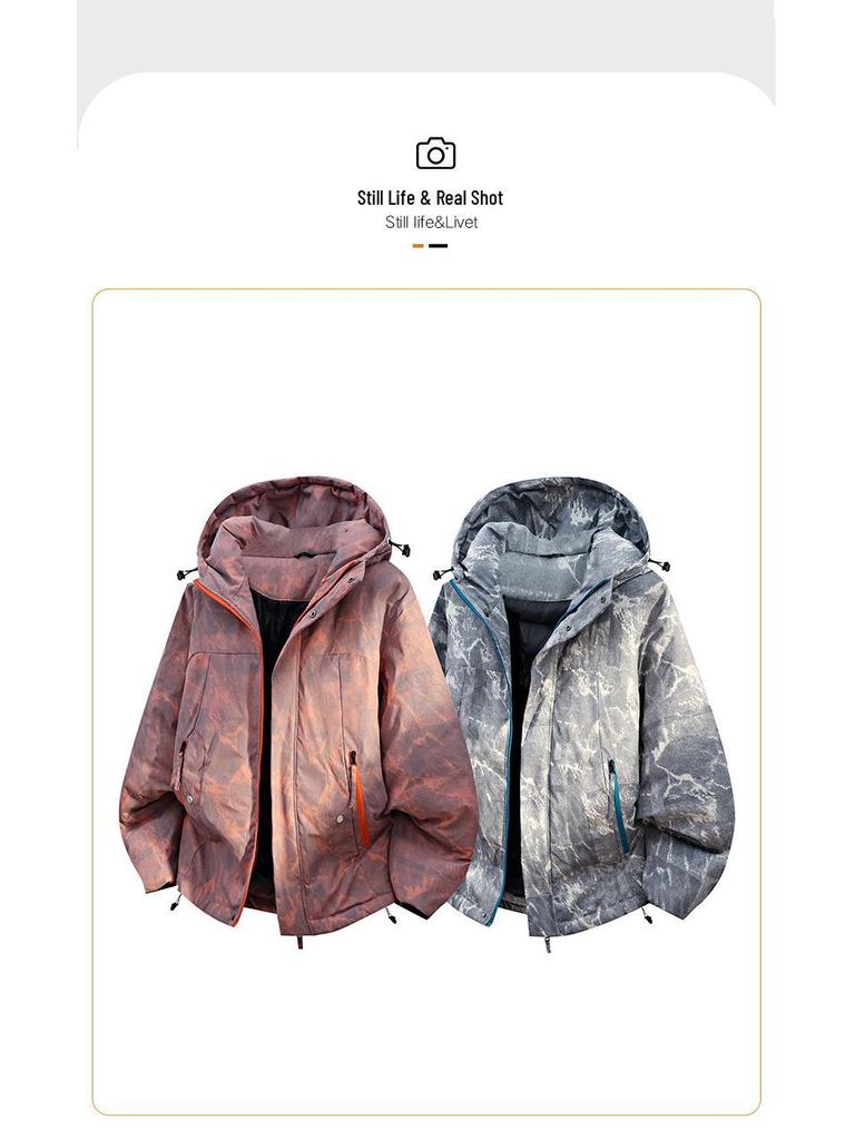 Giacca da Sci in Cotone Ispessito con Cappuccio Mimetico da Uomo e Donna - Capo d'Abbigliamento Invernale alla Moda