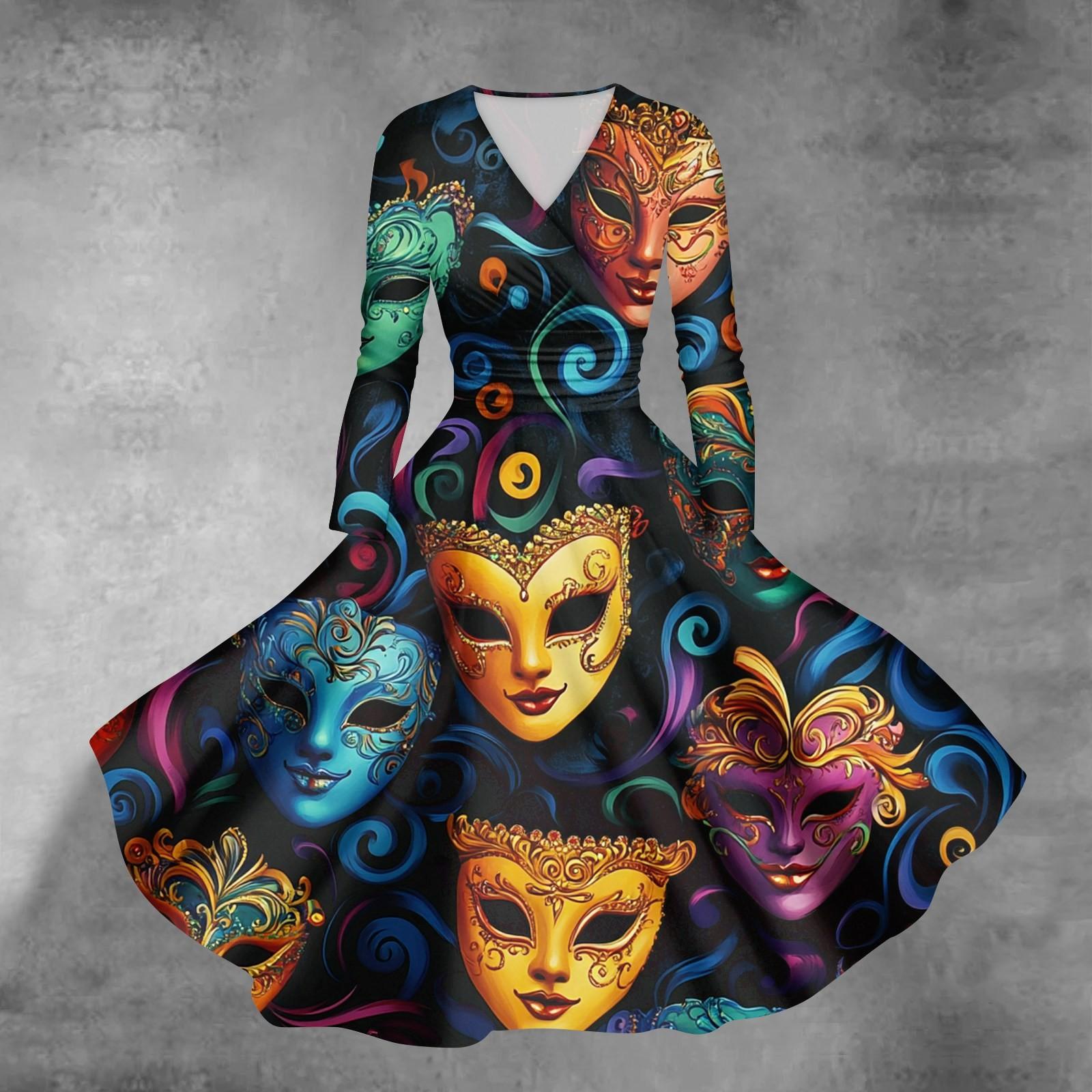 

Женское повседневное модное карнавальное платье с длинным рукавом и V-образным вырезом, сексуальное платье с карманами L синий