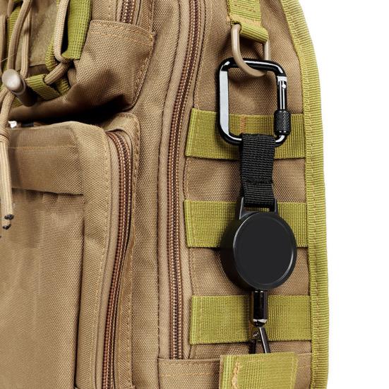 Zatahovací poutko na telefon s klipem na opasek 60cm ocelové lanko klip na telefon proti krádeži a pro hands-free použití univerzální venkovní dobrodružné příslušenství pro telefon