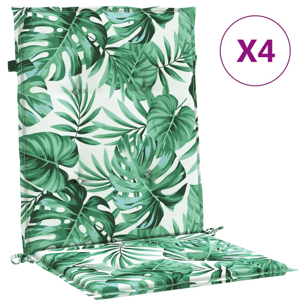 Low back Bench Cushions 4 pcs Leaf Pattern Fabric