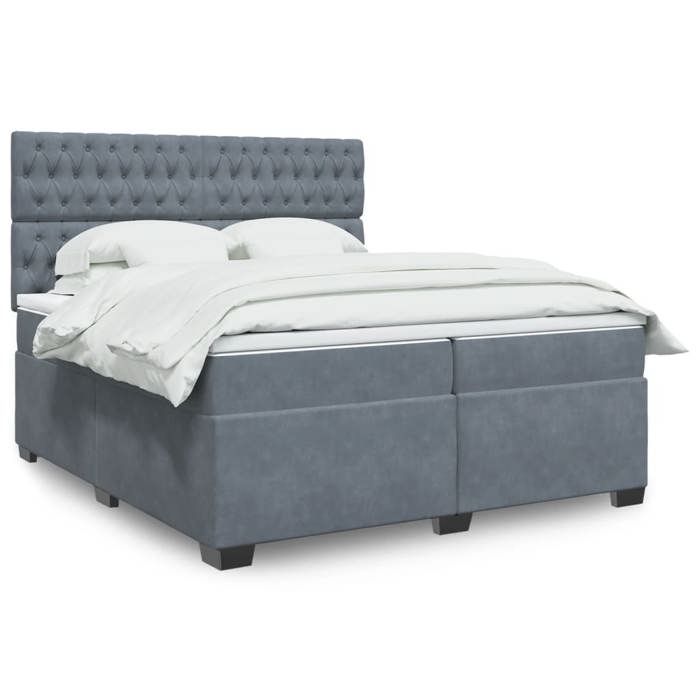 VidaXL Slatted Bed Base and Mattress Dark Grey 200x200cm Velvet 3291009