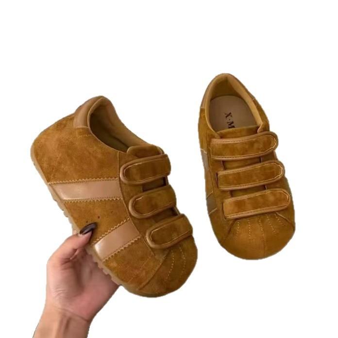 2025 autumn retro platform German training shoes flat shoes new Velcro kapibara big head casual board shoes women