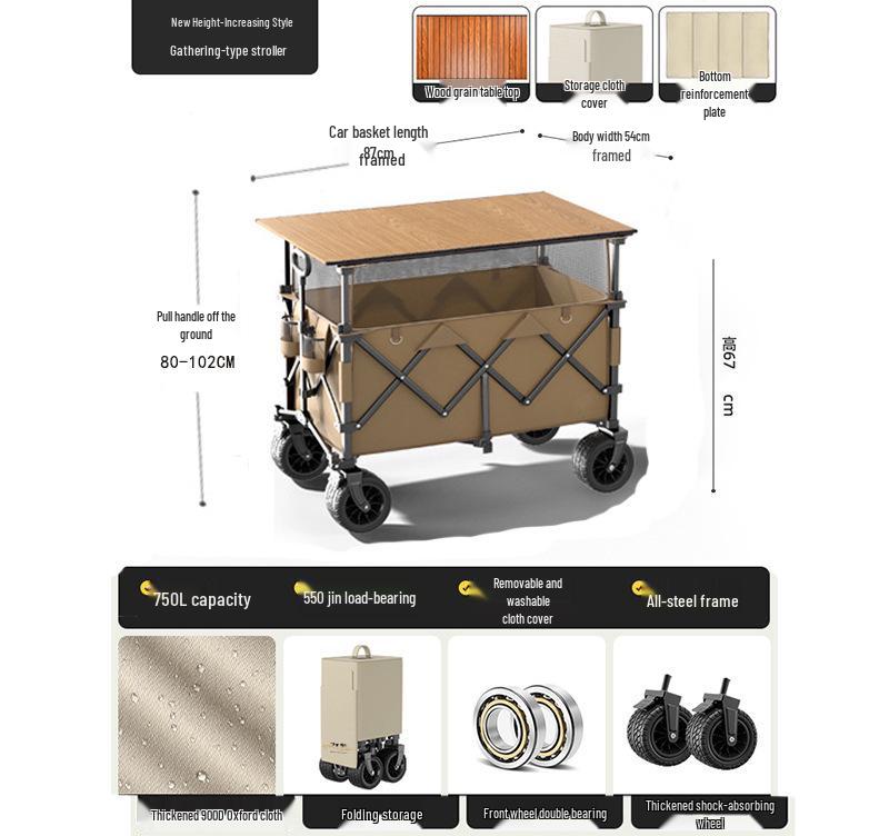 Tragbarer Falt-Campingwagen für Outdoor-Picknick- und Camping-Abenteuer