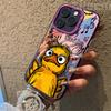 Graffiti Small Yellow Duck Electroplate Silver IMD Phone Case For iPhone 16 15 Pro Max 14 13 12 11 16E 7 8 Plus X XS XR Cover