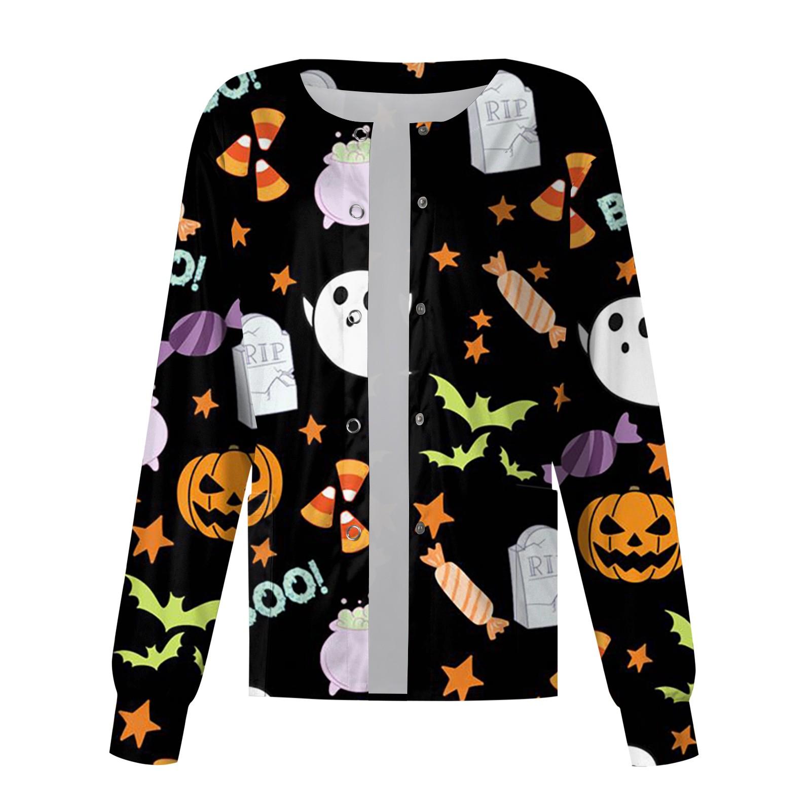 

Женский повседневный однобортный кардиган с длинными рукавами и принтом на Хэллоуин XXL имбирный