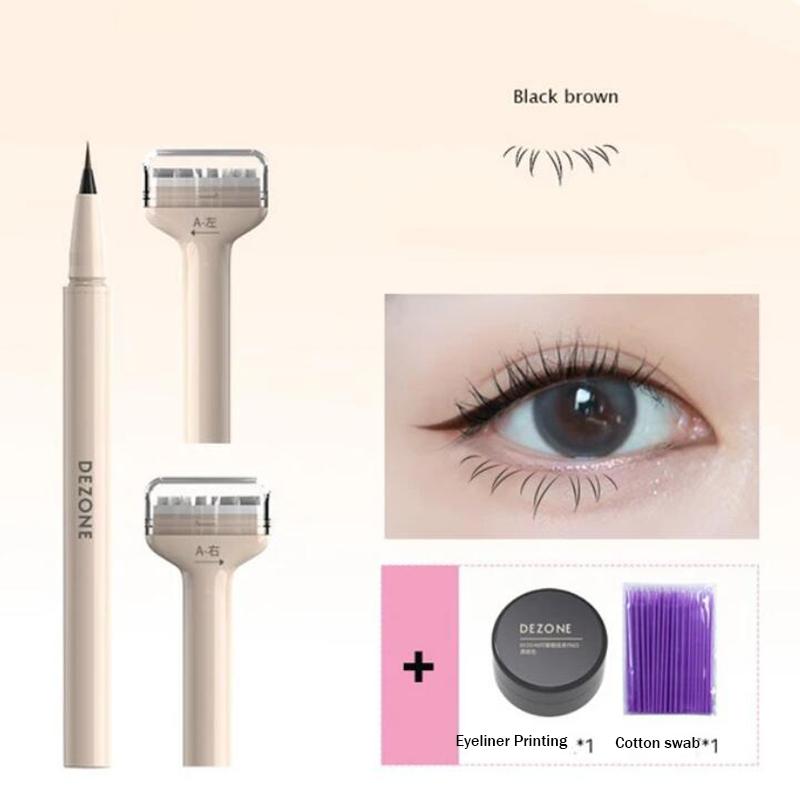 Dezone Lower Eyelashes Stamp Makeup Professionnelle Undereyelash Seal Eyeliner Pen Waterproof And Sweat Proof Eye Liner 2 In 1