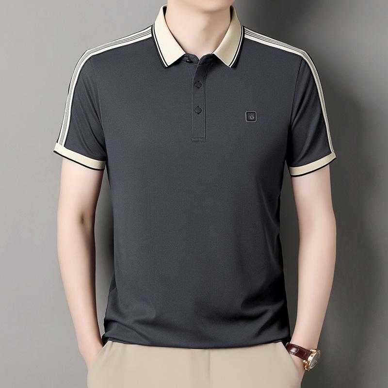 

Контрастная цветная мужская футболка с короткими рукавами, средняя и зеленая, свободная дышащая рубашка поло с лацканами 4XL