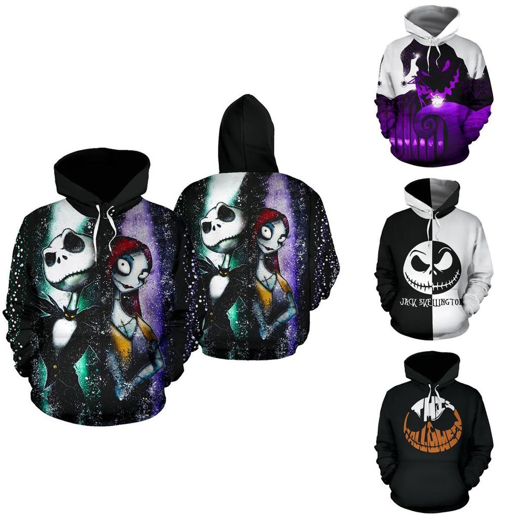 Nightmare Before Christmas Sally And Jack Skellington 3d Hoodie Sweatshirt In Various Sizes