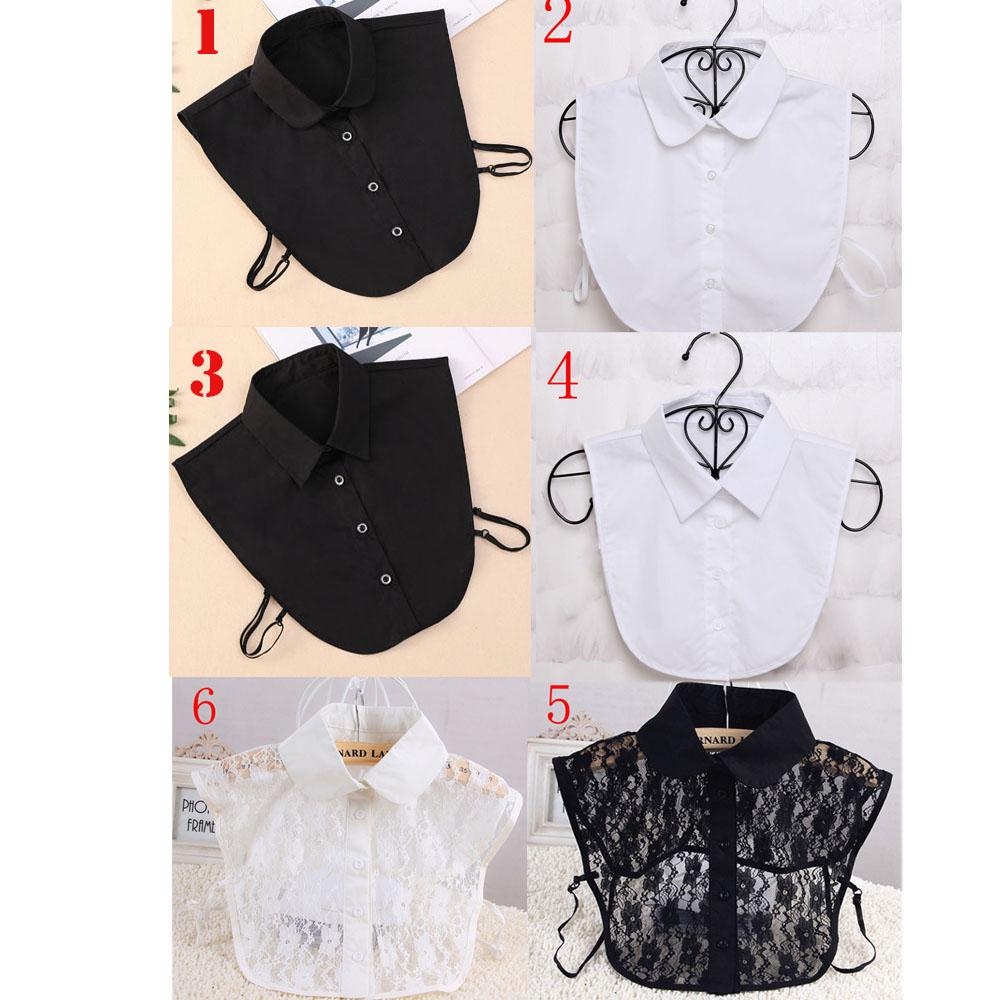 Fashion Solid Shirt Lace False Collar White & Black Blouse Vintage Detachable Collars Women Clothes Accessories Women