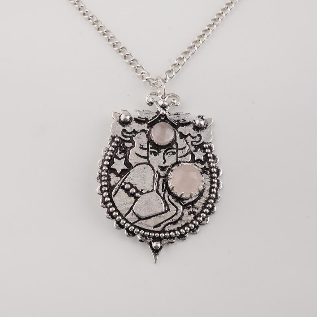 Gemma Naturale di Quarzo Rosa Argento Sterling 925 Gioielli da Donna Ciondolo a Due Pietre 1.9" Per Regalo CP-44-24
