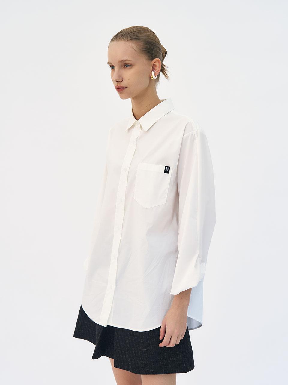 Ed Mang Patch Pocket Twist Sleeve Shirt (White) Free