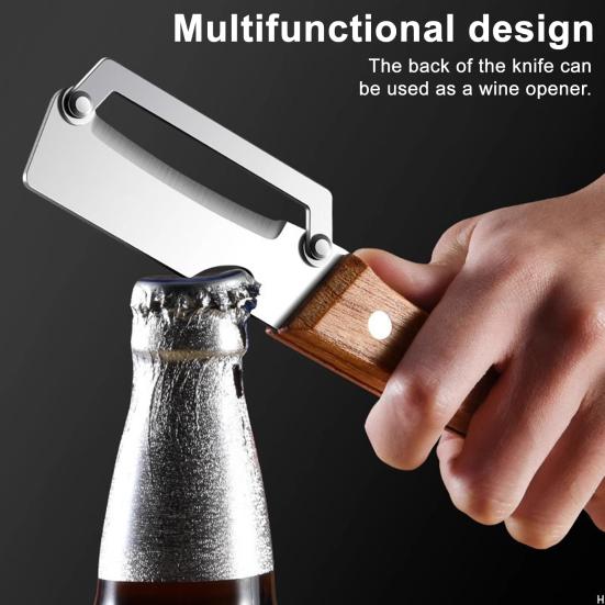 Multi-Peeler with Stainless Steel Blade & Wood Handle Bottle Opener Efficient Vegetable Fruit Peeler for Potatoes Carrots Quick Peeling Kitchen Tool