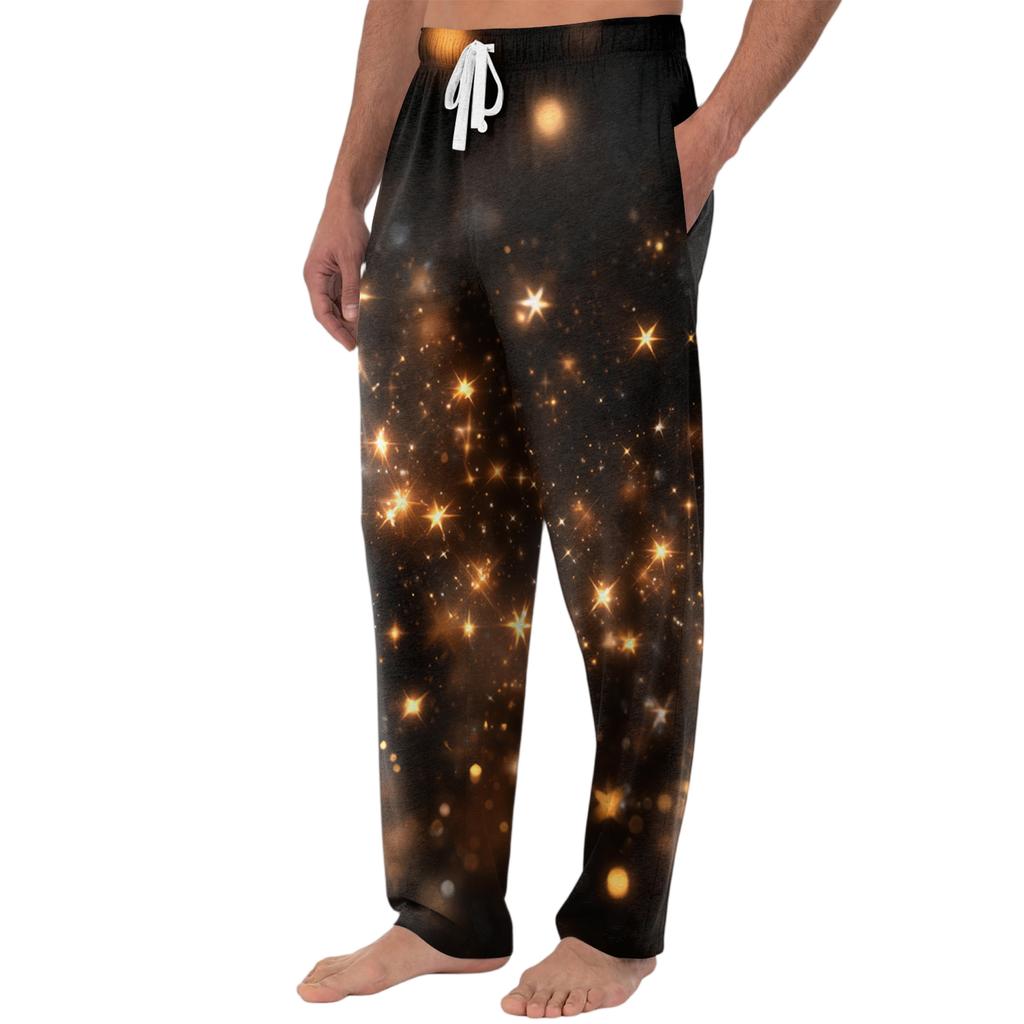 Men's Knitted Fashion Print Pocket Casual Pants Pajama Pants