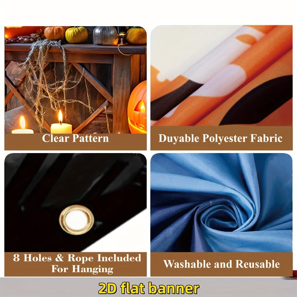 2D Flat Banner 1 Piece Halloween Garage Banner Cute Pumpkin Lantern Background Happy Party Decoration