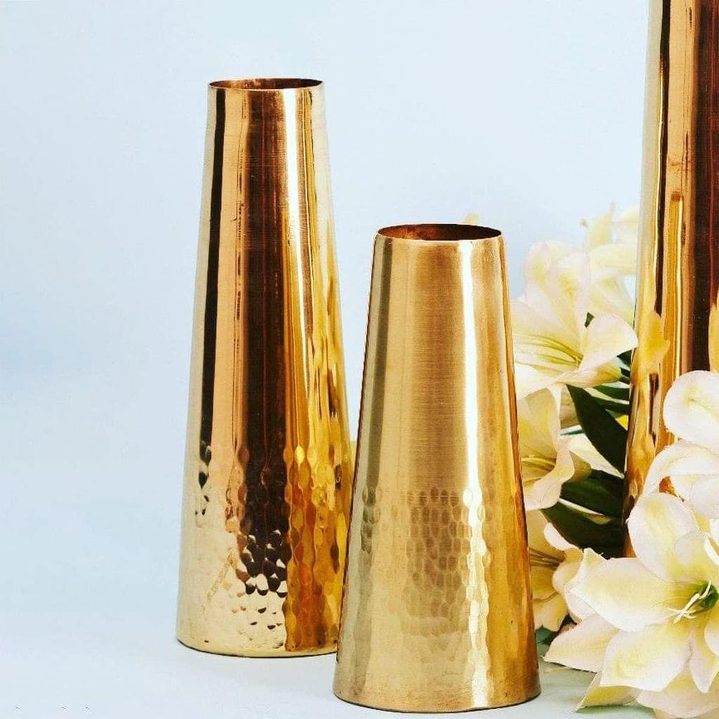 Handicraft Brass Flower Vase Holder Hammered Bottom Design for Antique Vintage Living Room Decor
