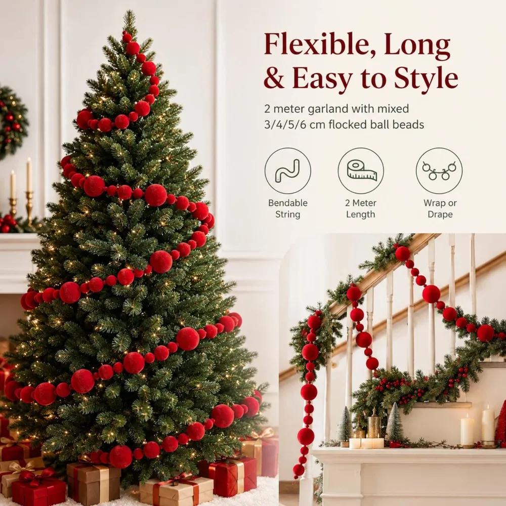 Christmas tree decorations 200 cm maroon ball