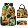 ONE PIECE one piece zaino scolastico zaino Luffy Studenti della scuola primaria e secondaria Zaino di grande capacità Borsa per il pranzo per bambini