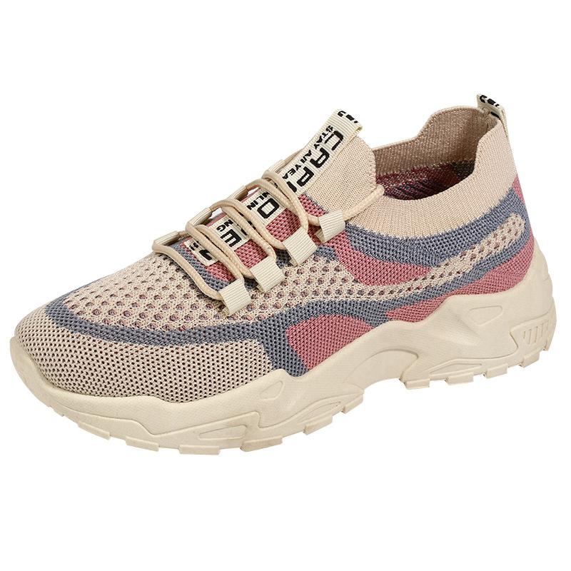 Flying woven mesh heightening dad shoes women's summer breathable running casual sports shoes versatile soft-soled women's shoes