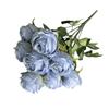 Multicolor Rose Artificial Flower 9 Heads Silk Petal Faux Rose Green Leaves Desktop Ornament Flower Bouquet Home Decoration