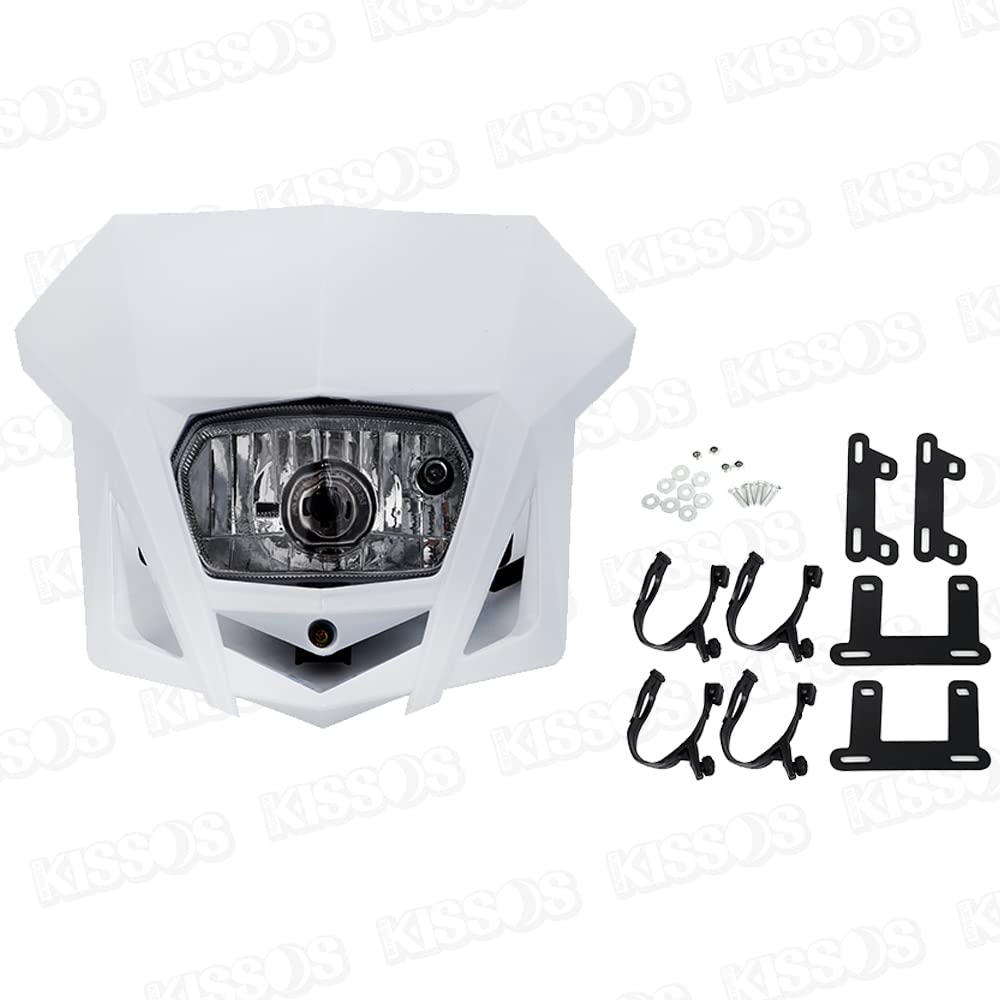 Headlight Cowl Motocross Street Headlamp Front Mask Motorcycle Dirt Bike Light Cowl Off-Road (White)