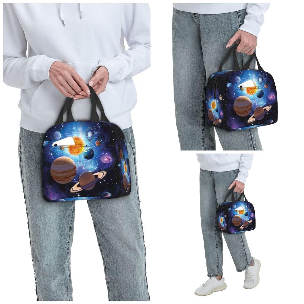 Solar System Space Planets Universe Insulated Lunch Bag for Kids School Cooler Thermal Food Box Tote Lunch Boxes Container