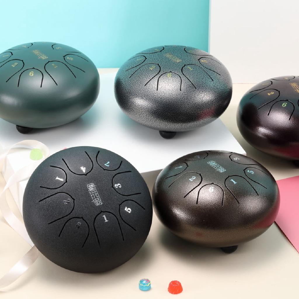 Stahlzungentrommel Mini 8 Töne G-Dur Handpan-Trommel Tank-Handtrommel mit Schlägeln Tragetasche Perkussionsinstrumente