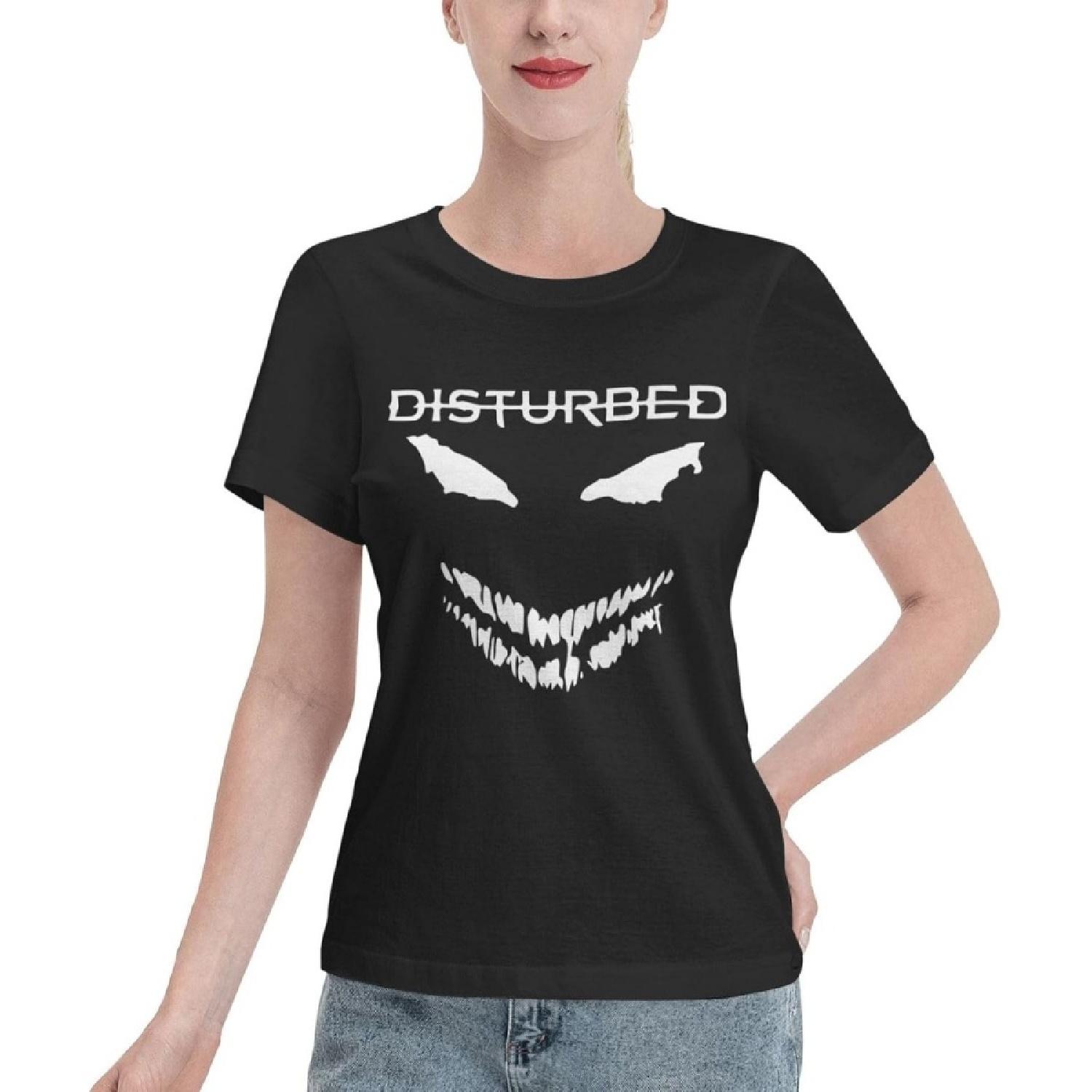 

KJDMHMTE T-Shirts for Women Disturbed Band Women s Short Sleeve T-Shirts Casual Crew Neck Cotton Athletic T-Shirts(1) S разноцветный