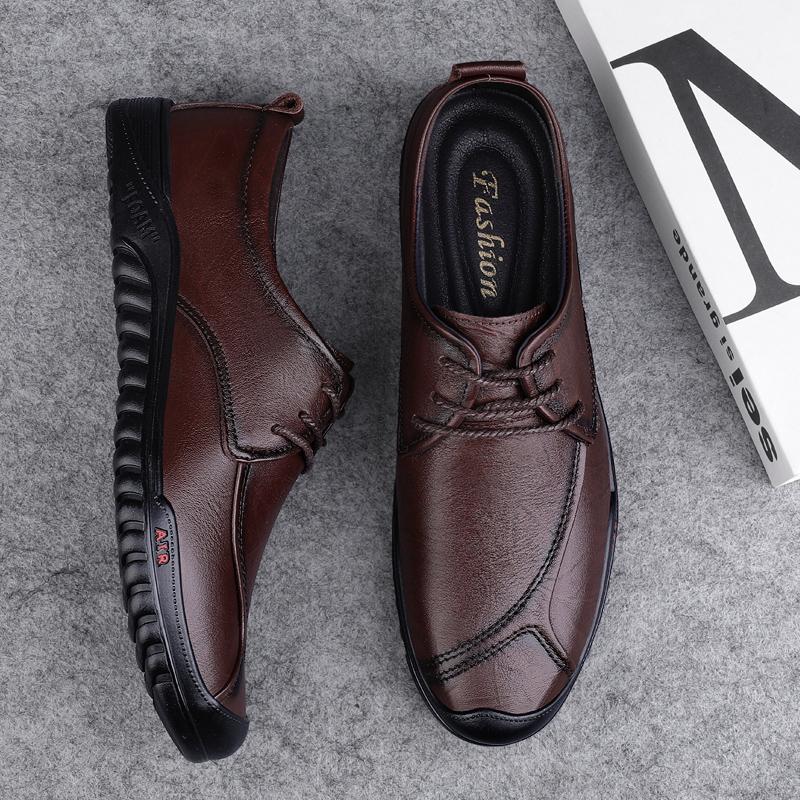Italian Brand Men's Genuine Leather Shoes Massage Soles Commuting Daily Driving Shoes Anti Slip Men's Business Casual Shoes