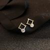 Geometric Diamond Inlaid Diamond Earrings  Earrings for Female Students Without Ear Piercings