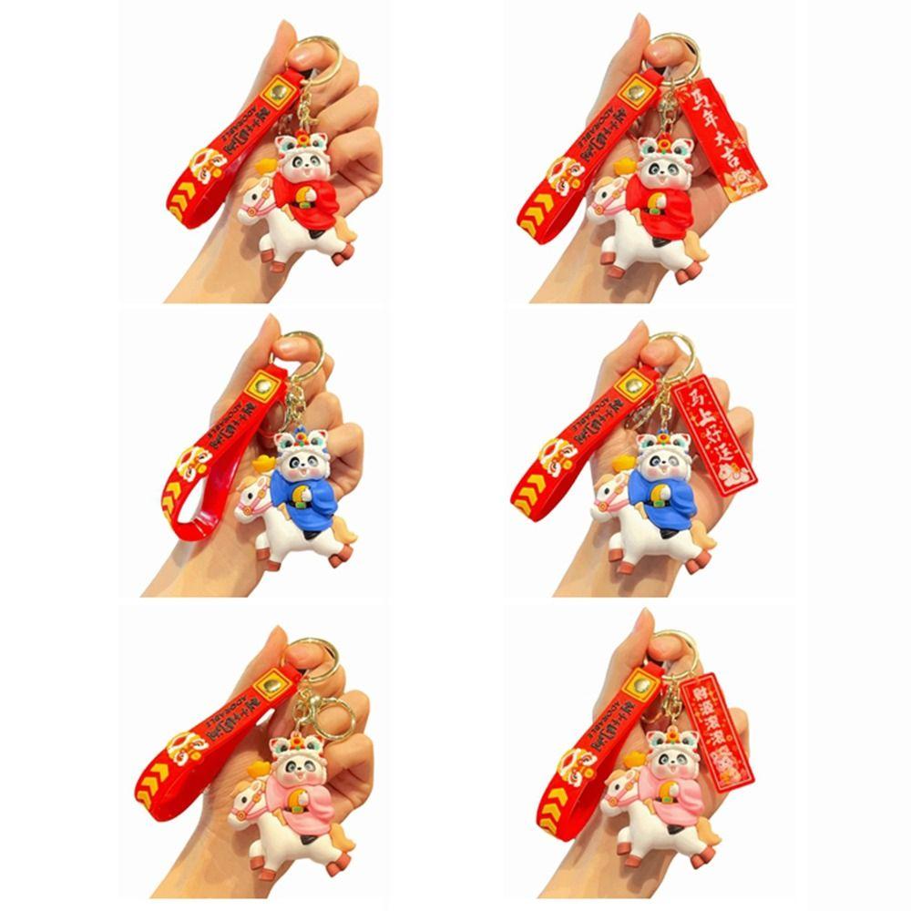 Chinese Style Panda Keychain Pendant Traditional Cartoon Horse Bag Pendant Pony Pendant Gift