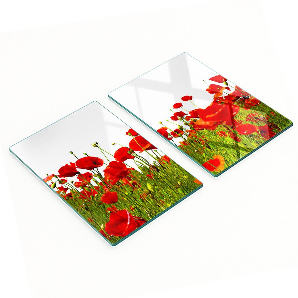 Kitchen Multifunctional Decorative Glass Boards Field Poppies 2x40x52 Cm