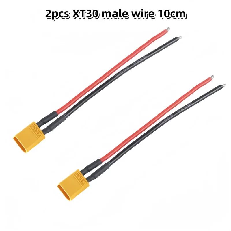 XT30 Pigtail Plug (Male & Female) with 100mm 16AWG Tinned Wire - for RC Fixed-Wing/FPV Drone LiPo Battery Chargers (Durable)