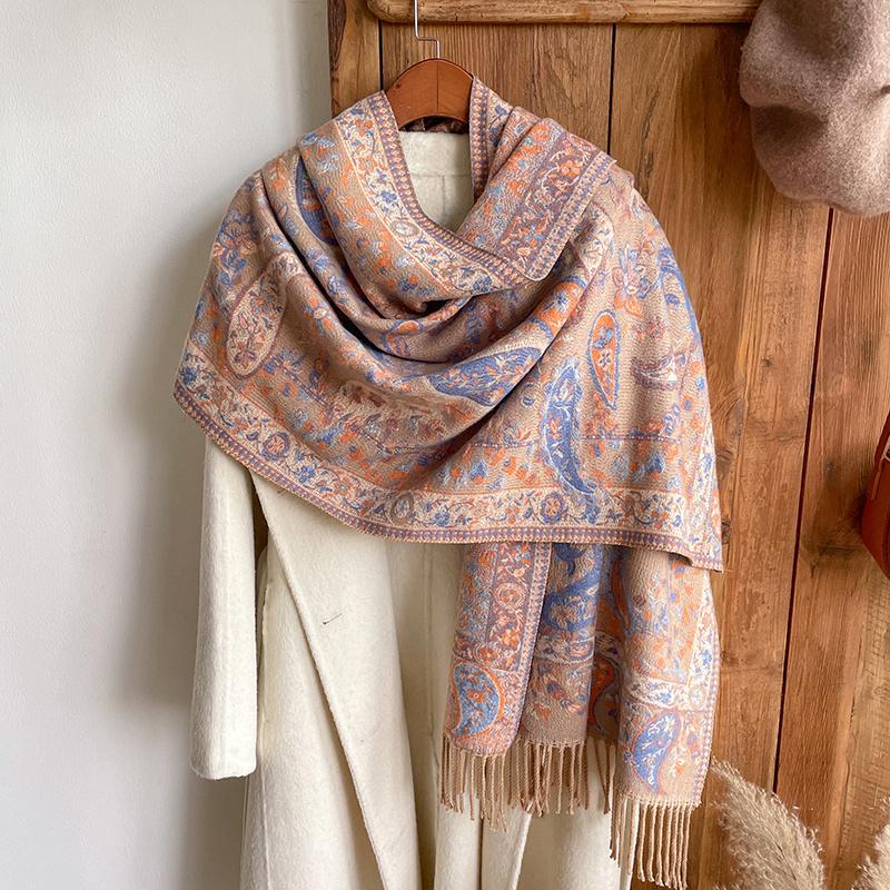 

Модный роскошный брендовый зимний шарф-пончо для женщин, большой платок из пашмины, хиджаб, платок-эшарп, дизайн женской накидки на голову, платки