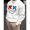 Men's Fashionable Creative Design Joyful Face Print Sporty Casual Commuting Versatile Long Sleeve Loose Fit Crew Neck Sweatshirt, Bull King Selection