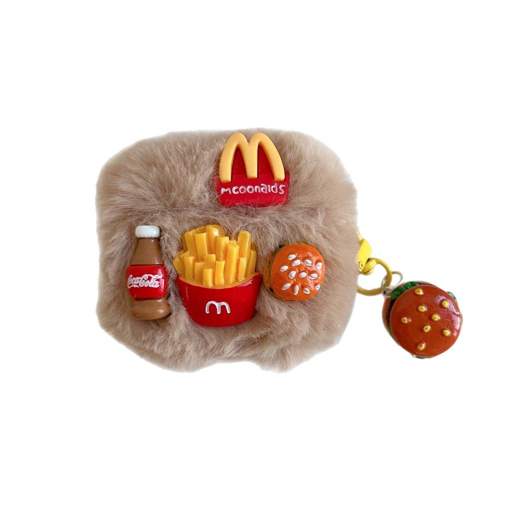 Plush burger fries for AirPods 1 protective case apple AirPods pro1 earphone case pro1 simple