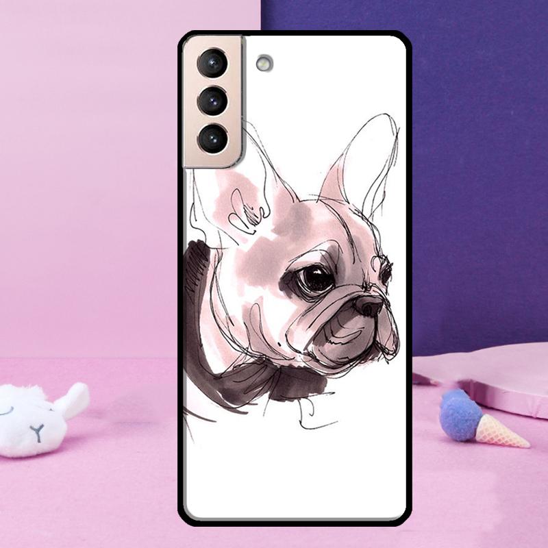Cute French Bulldog Phone Case For Samsung Galaxy S25 Ultra S23 S20 S21 S22 S24 FE S9 S10 Plus S24 Ultra Cover