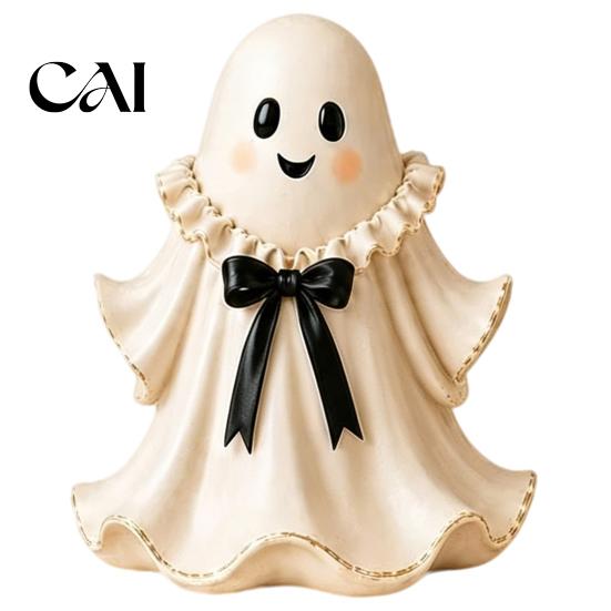 Heilende Halloween-Dekorationen Harz-Geisterfigur mit Weidenkorb, Niedliche Tischplatte Kreative Saisonale Wohnkultur Dekor, Feiertags-Schmuck-Organizer