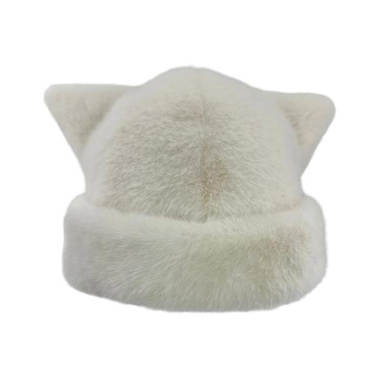 Winter Hat Solid Color Bear Ear Decor Windproof Warm Knitted Hat Lightweight Breathable Thermal Hat Cold Weather Headwear