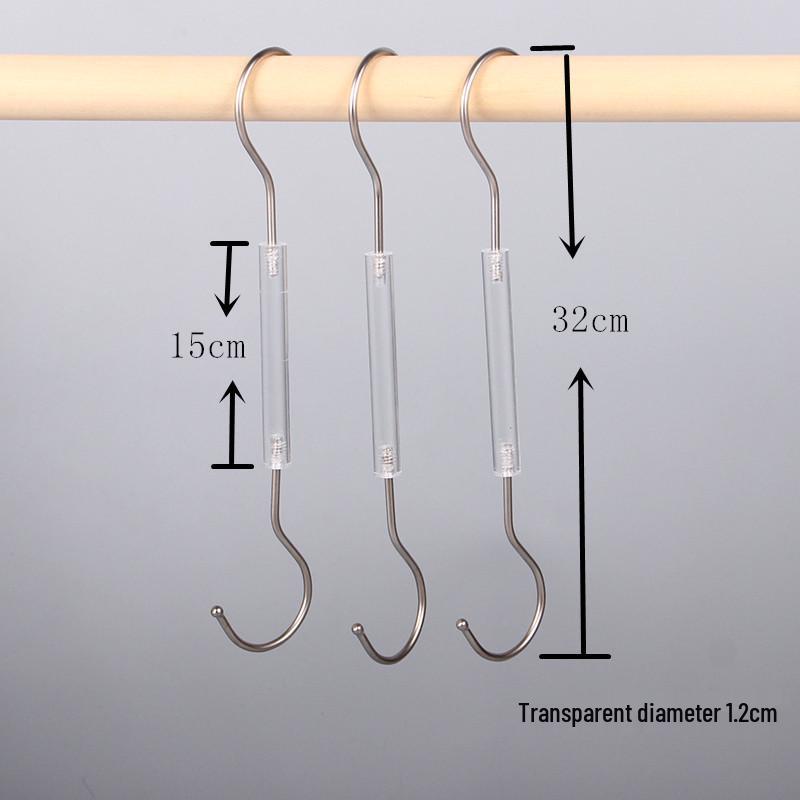 Transparent Acrylic Lingerie Hanger with S-Shaped Hook for Clothes, Fabrics, and Children's Wear.