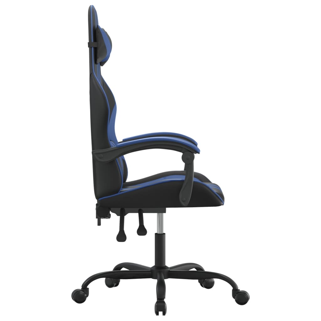 Gaming Chair Swivel Black and Blue Synthetic Leather